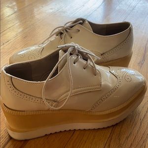 White vegan leather platform durbie shoes